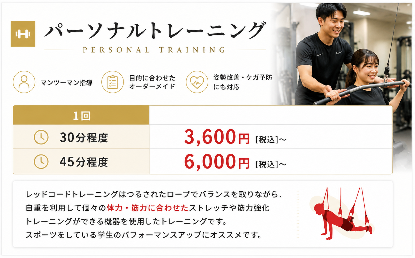 パーソナルトレーニング料金